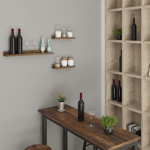 WOLTU 3-Piece Vintage Brown Floating Wall Shelves Rustic MDF Storage Set