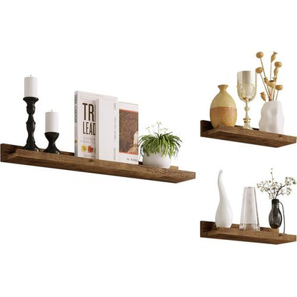 WOLTU 3-Piece Vintage Brown Floating Wall Shelves Rustic MDF Storage Set