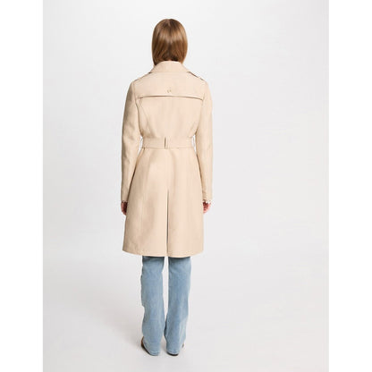 Morgan Beige Long Belted Trench Coat – Mid‑Length Tailored