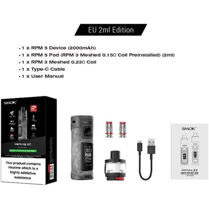 SMOK RPM 5 Black Leather 2ml Pod Kit 2000mAh Battery