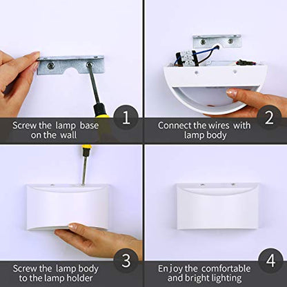 Glighone 2-Pack Dimmable LED Wall Sconce Up Down Light Warm White Modern Indoor Lamp