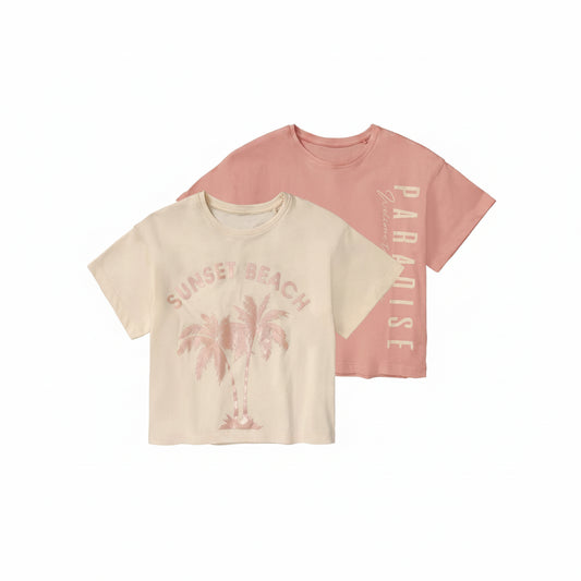 Pepperts! Girls' Cropped T-Shirt Set 2-Pack Pink 134-140 cm (8-10 Years) 407499