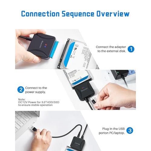 Mueuton USB 3.0 to SATA III Adapter with Power Supply