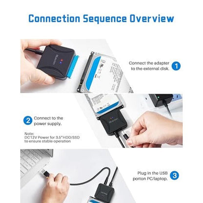 Mueuton USB 3.0 to SATA III Adapter with Power Supply