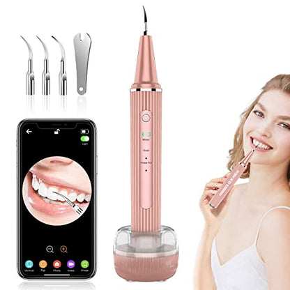 Wi-Fi Visual Ultrasonic Teeth Cleaner Plaque Remover Kit Pink
