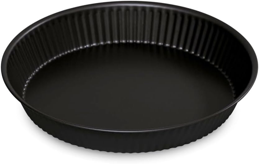 Formegolose 24cm Flan Tin with Double Non-Stick Steel Coating Black