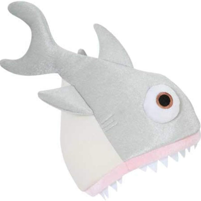 Grey-White Shark Shaped Carnival Hat with Teeth, Eyes & Fins
