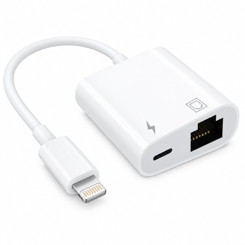 DESOFICON 2-in-1 Ethernet Adapter with Charging Port for iPhone and iPad