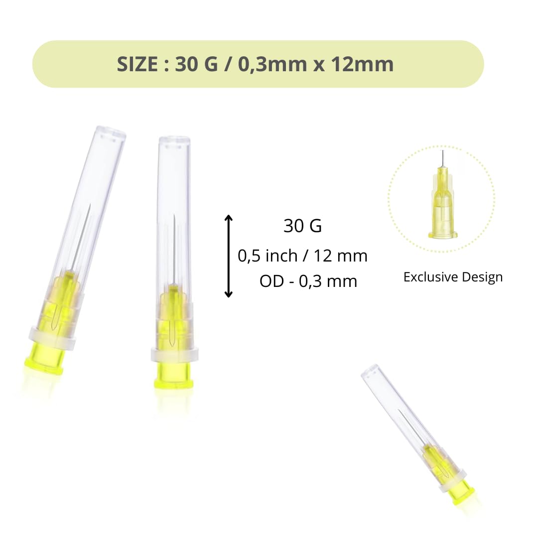Premium Pack of 100 Stainless Steel 30G 1/2‑inch Dispensing Tubes