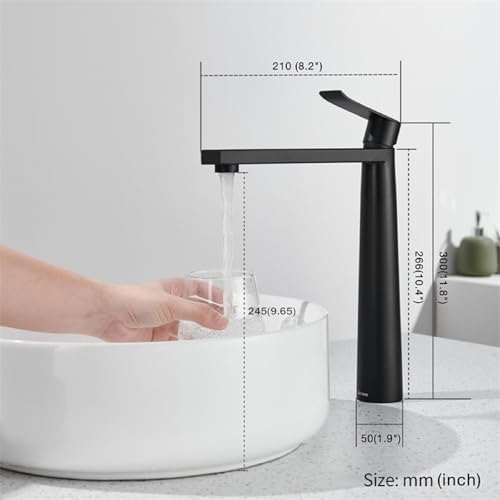 DETBOM Modern Black Tall Basin Faucet Single Lever Mixer with Ceramic Valve