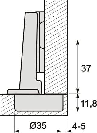 35mm 110° Full Overlay Kitchen Cabinet Door Hinge with Screws