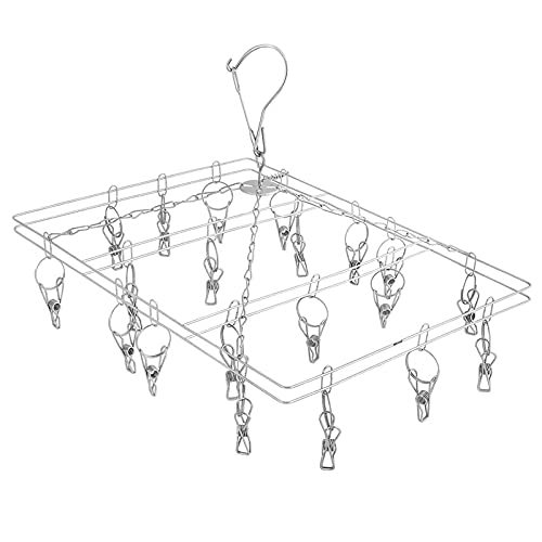 Stainless Steel 20‑Clip Portable Hanger for Baby Clothes & Socks