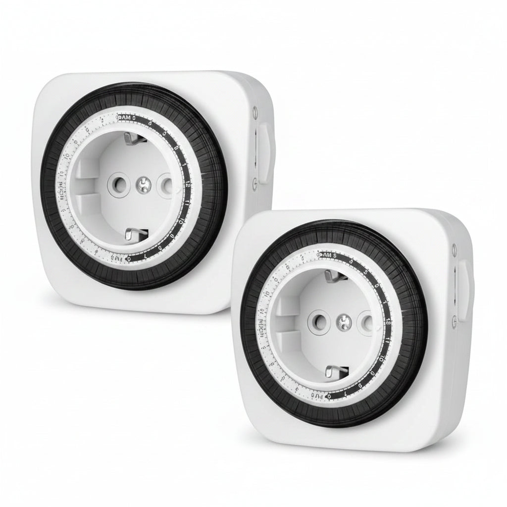 DEWENWILS Mechanical Timer Outlet 96 Segments 15 Min 16A/3680W 2-Pack Black