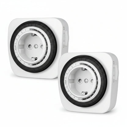 DEWENWILS Mechanical Timer Outlet 96 Segments 15 Min 16A/3680W 2-Pack Black