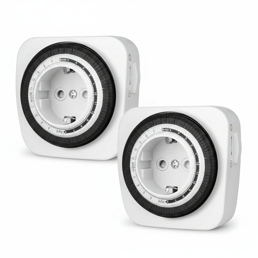 DEWENWILS Mechanical Timer Outlet 96 Segments 15 Min 16A/3680W 2-Pack Black