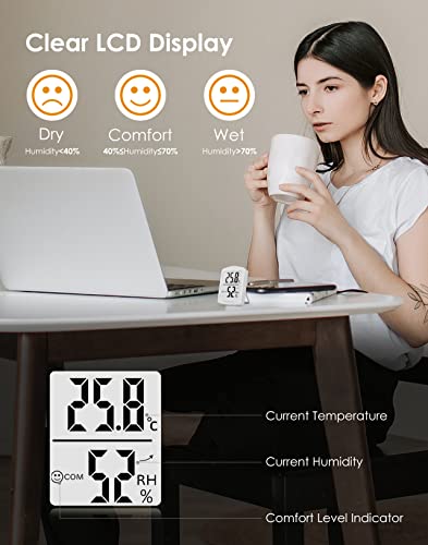 hoyiours HP01W Digital Indoor Room Thermometer Hygrometer 3-Pack White