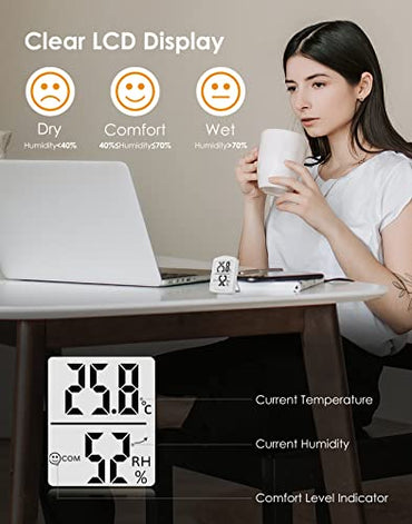 hoyiours HP01W Digital Indoor Room Thermometer Hygrometer 3-Pack White