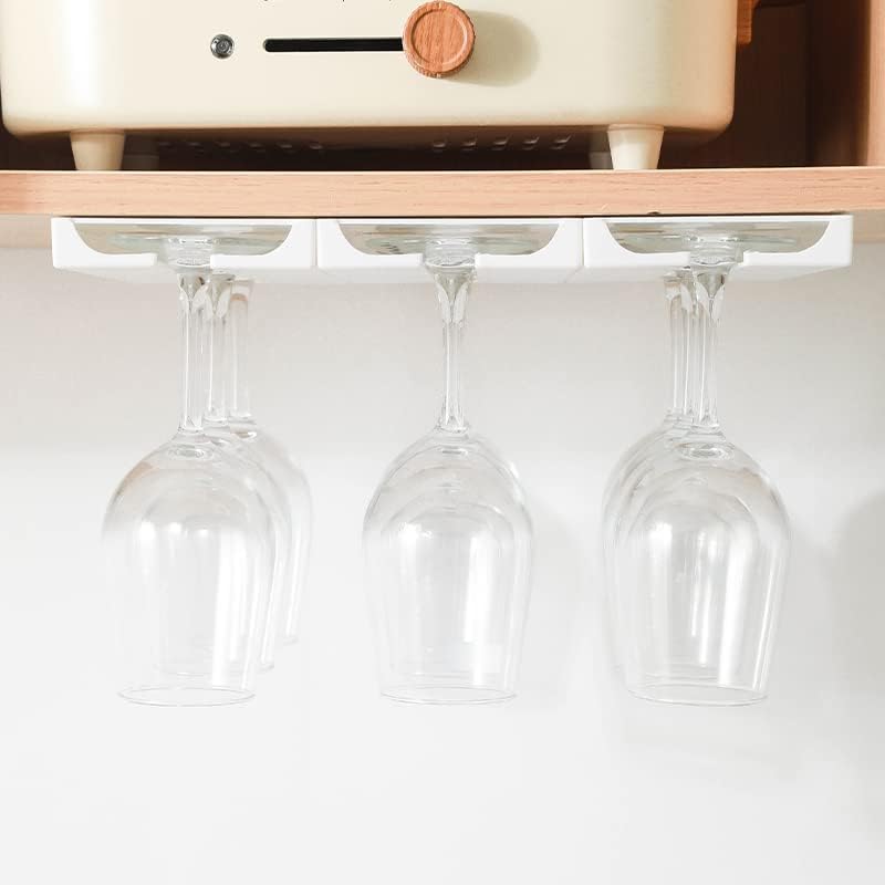 2 Pack Plastic Wine Glass Rack – Punch‑Free Under‑Cabinet (White)