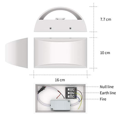 Glighone 2-Pack Dimmable LED Wall Sconce Up Down Light Warm White Modern Indoor Lamp