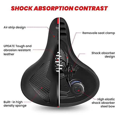 Brgood Wide Memory Foam Bike Seat with Dual Shock Absorbers
