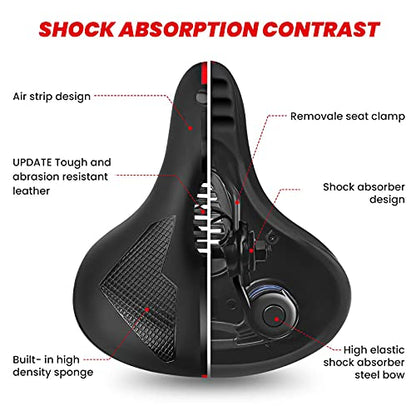 Brgood Wide Memory Foam Bike Seat with Dual Shock Absorbers