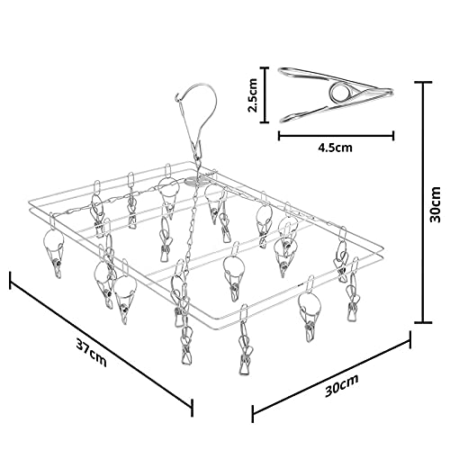 Stainless Steel 20‑Clip Portable Hanger for Baby Clothes & Socks