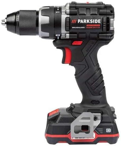 Parkside Performance 20V Cordless Drill: Brushless Motor, Battery, Charger, Case