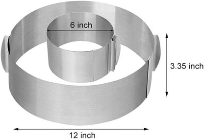 Adjustable Stainless Steel Mousse Cake Ring 16-30cm Silver