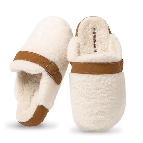 Felokont Women's Plush Winter Open-Toe Slippers: Fluffy, Non-Slip, Comfortable Household Shoes