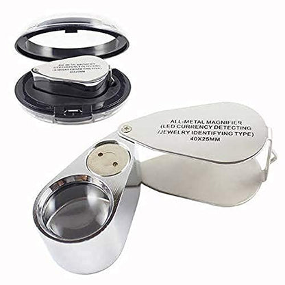 KARTCITY 40x 25 mm Jeweler Loupe Magnifier with LED and UV Light