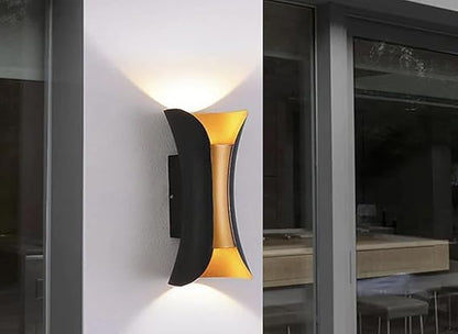 LED Wall Lamp Indoor Outdoor Modern Plastic Up and Down Single Light 10W 3000K Black and Gold