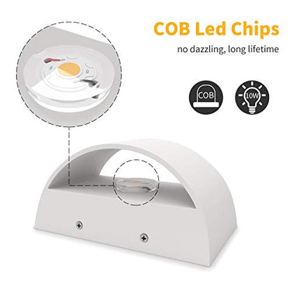 Glighone 2-Pack Dimmable LED Wall Sconce Up Down Light Warm White Modern Indoor Lamp