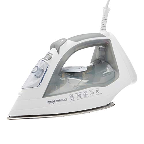 Amazon Basics 1700-Watt Steam Iron with Safety Auto Shut-Off, Steel Soleplate