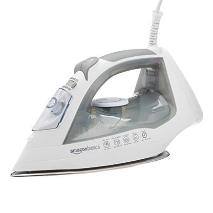 Amazon Basics 1700-Watt Steam Iron with Safety Auto Shut-Off, Steel Soleplate