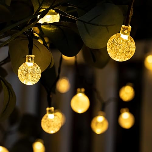 LSLCQW Solar String Lights 60 LED 40ft Crystal Globe 8 Modes IP65 Waterproof Outdoor