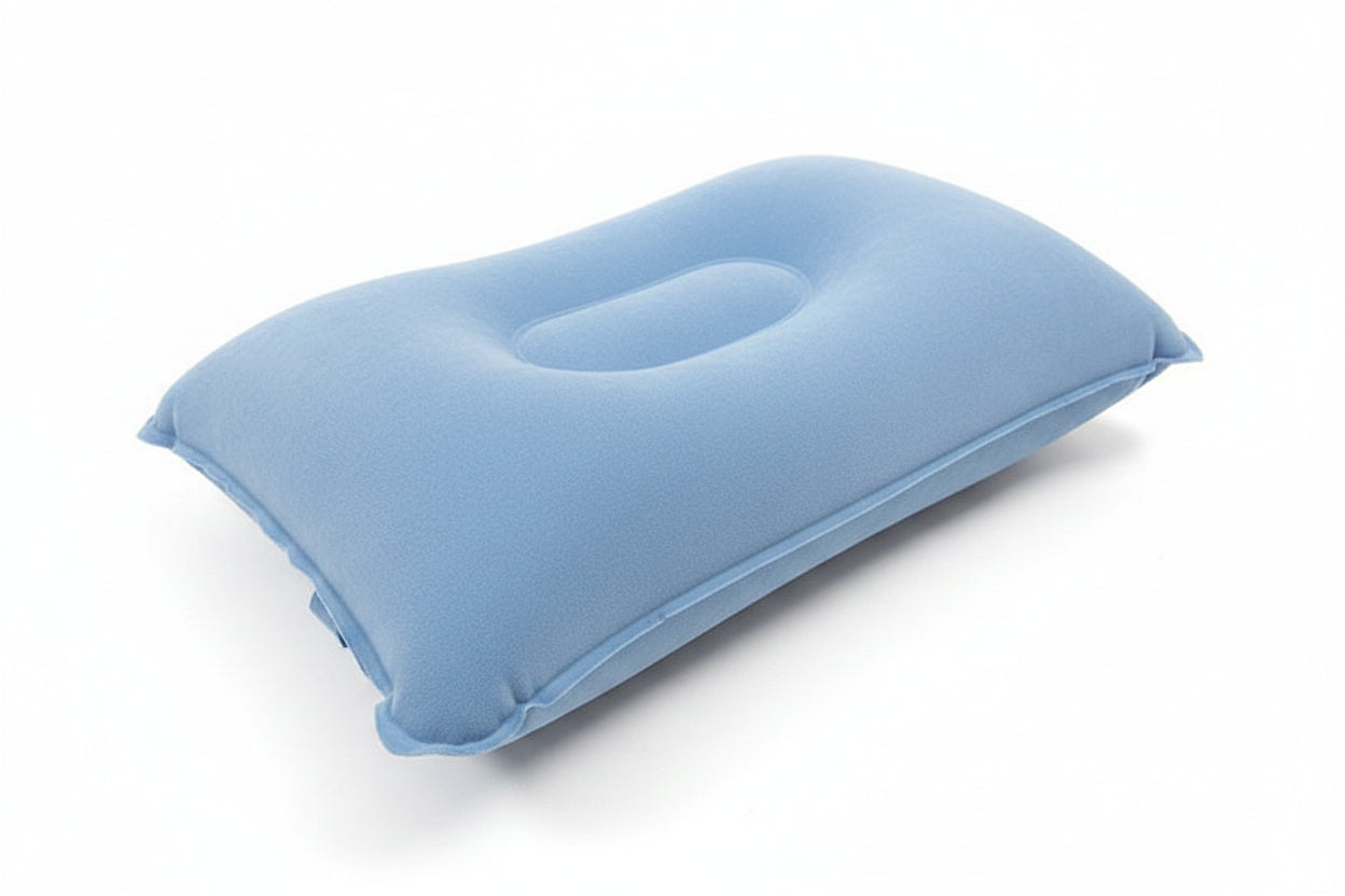 Mushy Pillows Inflatable Rectangle Travel Camping Pillow Velvet Cover Compact Black