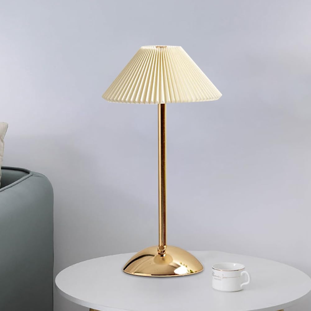 Fiorky Cordless Pleated LED Table Lamp with USB Rechargeable