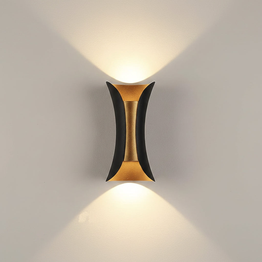 LED Wall Lamp Indoor Outdoor Modern Plastic Up and Down Single Light 10W 3000K Black and Gold