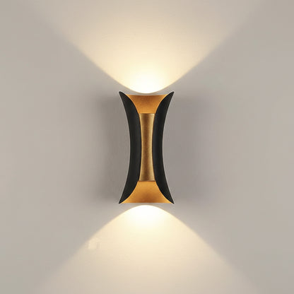 LED Wall Lamp Indoor Outdoor Modern Plastic Up and Down Single Light 10W 3000K Black and Gold