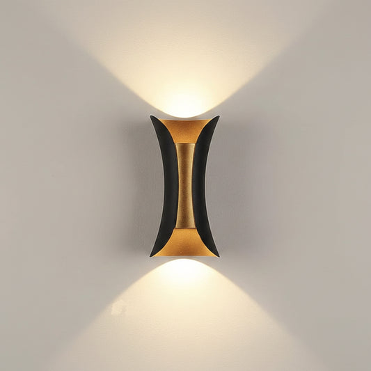 LED Wall Lamp Indoor Outdoor Modern Plastic Up and Down Single Light 10W 3000K Black and Gold