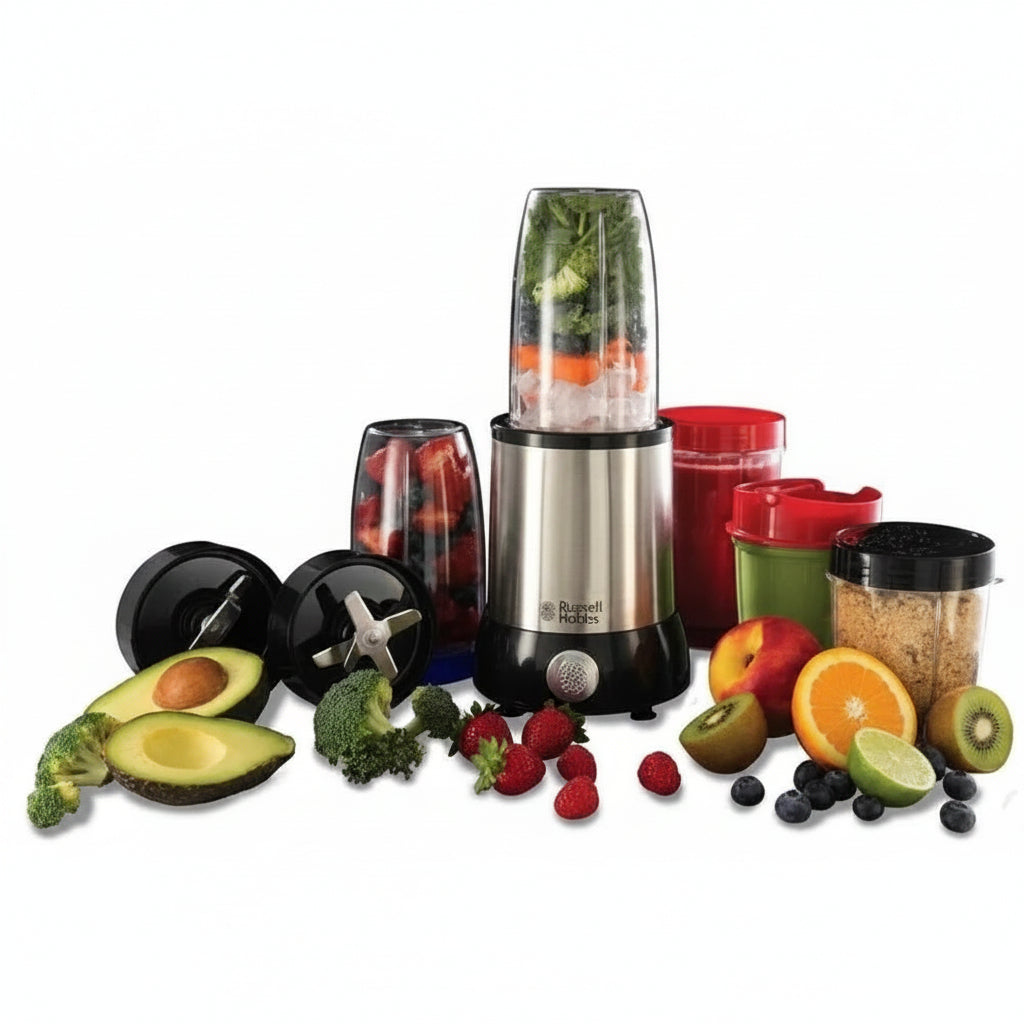 Russell Hobbs NutriBoost Multifunctional Blender: Powerful 0.9 HP Motor, 22,000 RPM, 5 BPA-Free Containers - Gomix Brands Outlet