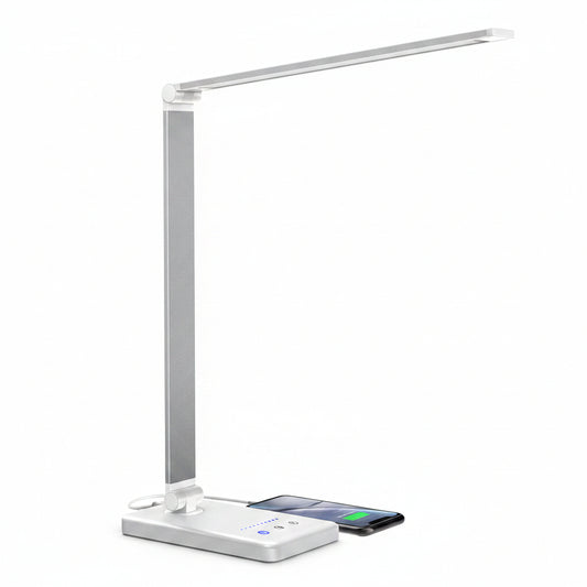 Daover LED Desk Lamp Dimmable USB Swivelling Office Table Lamp 5 Colour Temperatures White