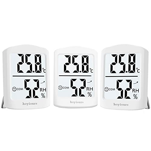 hoyiours HP01W Digital Indoor Room Thermometer Hygrometer 3-Pack White