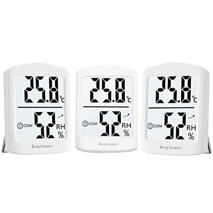 hoyiours HP01W Digital Indoor Room Thermometer Hygrometer 3-Pack White