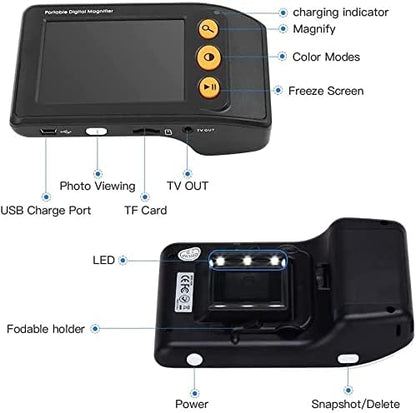 Glomora Portable Digital Magnifier with 3.5" LCD, 2-32x Zoom