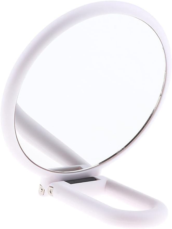 Portable 10X Double-Sided Magnifying Makeup Mirror with Foldable Handle