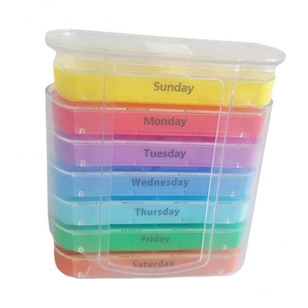 Enakshi 4‑Weekly Pill Organizer with 28 Color‑Coded Compartments – Travel‑Friendly