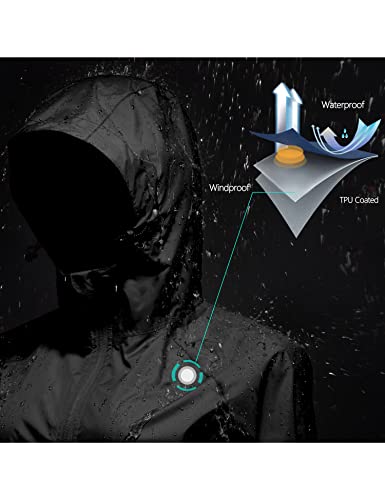 Mapamyumco Women's Ultra-Light Packable Waterproof Long Hooded Raincoat with Pockets