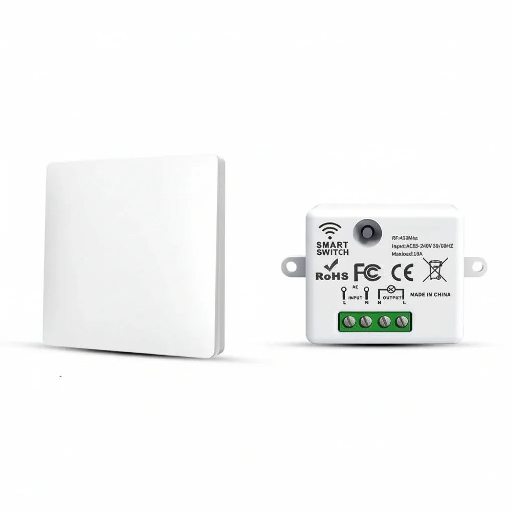 RF433 Wireless Light Switch Set Way Battery-Free Wall Transmitter and Receiver - Gomix Brands Outlet