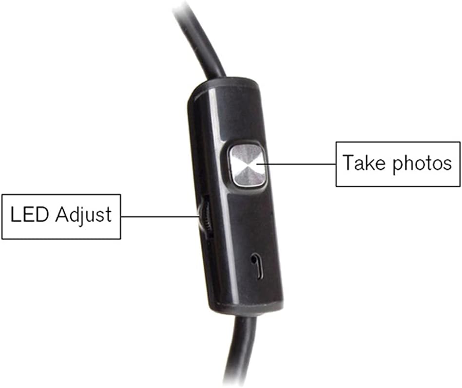 Riiichflowshop USB Borescope Inspection Camera 7mm Lens 6 LED Lights with Side Mirror Magnet Hook for Phone PC